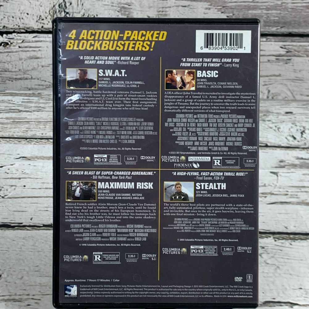 4-in-1 Action Collection: S.W.A.T./Basic/Maximum Risk/Stealth‎ [DVD, 2015] - Picture 2 of 6
